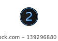 Modern black medal, number 2 [blue], rubber texture, 3D icon, transparent background. 139296880