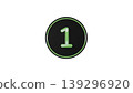 Modern Black Medal Number 1 [Green] Rubber Texture 3D Icon Transparent Background 139296920