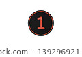 Modern black medal, number 1 [red], rubber texture, 3D icon, transparent background. 139296921