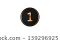 Modern black medal, number 1 [gold], rubber texture, 3D icon, transparent background. 139296925
