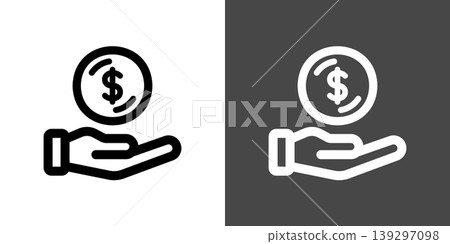 Simple money and palm-shaped icon illustration for payment and savings: Dollar 139297098