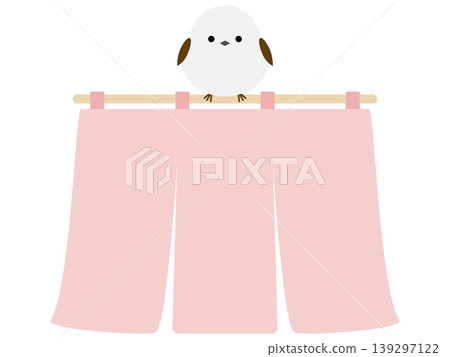 Long-tailed tit and 3-panel curtain (pink) Long-tailed tit and 3-panel curtain (pink) 139297122