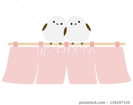 Long-tailed tit and 4-panel curtain (pink) Long-tailed tit and 4-panel curtain (pink) 139297130