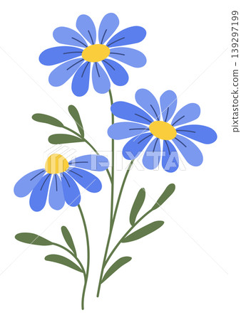 Blue flowers. Wild flower. Botanical illustration 139297199