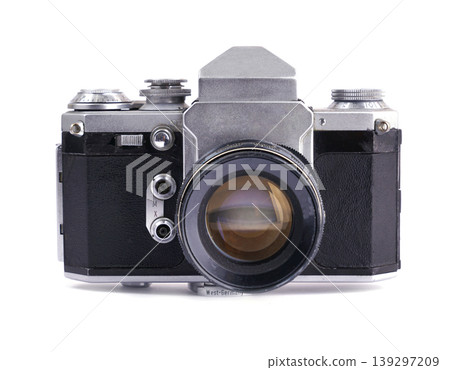 Vintage film camera isolated on white background Vintage film camera isolated on white background 139297209