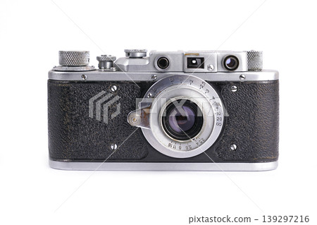 Vintage film camera isolated on white background 139297216