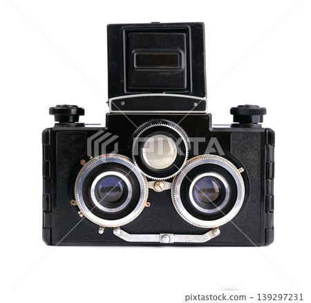 Vintage film camera isolated on white background Vintage film camera isolated on white background 139297231
