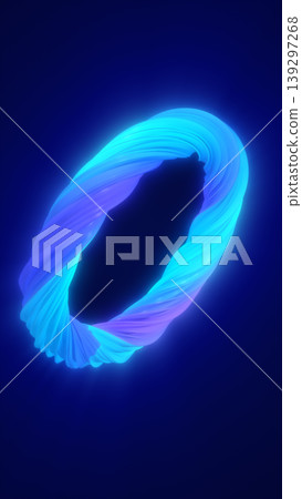 Luminous blue and purple abstract ring floating on a dark background, symbolizing unity, motion, energy, and futuristic digital design 139297268