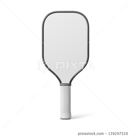Vector 3d Realistic Pickleball Paddle. Blank Pickleball Paddle Isolated. White Sports Paddle for Pickleball Game. Realistic Pickleball Equipment, Front View 139297328