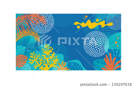 Summer Sale banner design. Tropical background with palm leaves. Best offer for summer sale promotion background Summer Sale banner design. Tropical background with palm leaves. Best offer for summer sale promotion background 139297638