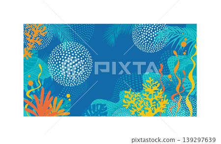 Summer Sale banner design. Tropical background with palm leaves. Best offer for summer sale promotion background Summer Sale banner design. Tropical background with palm leaves. Best offer for summer sale promotion background 139297639