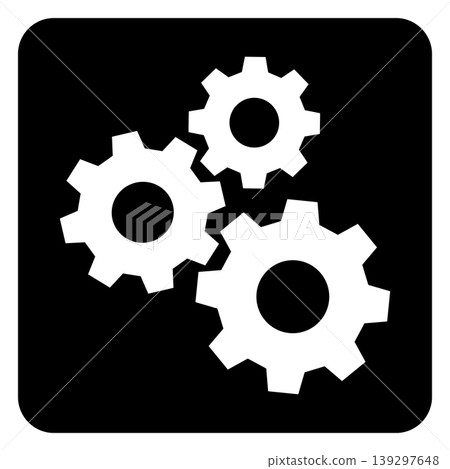 A simple monochrome icon of three gears. The concept behind the settings. A simple monochrome icon of three gears. The concept behind the settings. 139297648