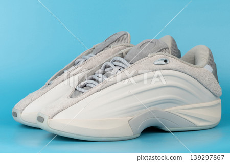 Perspective view of pair sport shoes Perspective view of pair sport shoes 139297867