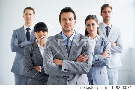Team leader, arms crossed and professional people portrait, group or company consultant staff for law firm support. Service experience, cooperation and corporate attorney for business advisory trust Team leader, arms crossed and professional people portrait, group or company consultant staff for law firm support. Service experience, cooperation and corporate attorney for business advisory trust 139298074