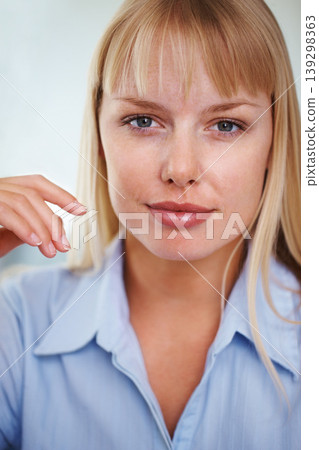 Portrait, confidence and business woman in office, corporate company and workplace. Serious face, professional entrepreneur and consultant, employee and career or job of blonde worker in Switzerland Portrait, confidence and business woman in office, corporate company and workplace. Serious face, professional entrepreneur and consultant, employee and career or job of blonde worker in Switzerland 139298363