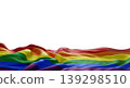 Pride rainbow flag fabric isolated on white background for LGBTQ celebration with copy space 3D render 139298510