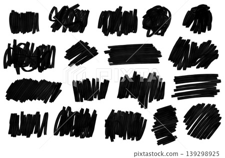 Set of black hand drawn marker strokes isolated on white Set of black hand drawn marker strokes isolated on white 139298925