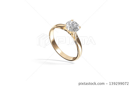 Blank gold ring with diamond mockup png, half-turned view, transparent background, 3d rendering. Empty female sparkle jewelery with carat mock up cut out. Clear platinum metal accessory template. Blank gold ring with diamond mockup png, half-turned view, transparent background, 3d rendering. Empty female sparkle jewelery with carat mock up cut out. Clear platinum metal accessory template. 139299072