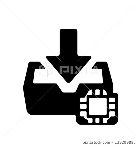 Icon with a chip (black) representing the introduction of generation AI and data acquisition. 139299883