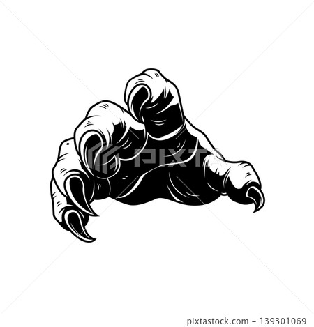 Monster hand with claws. Vector design element 139301069