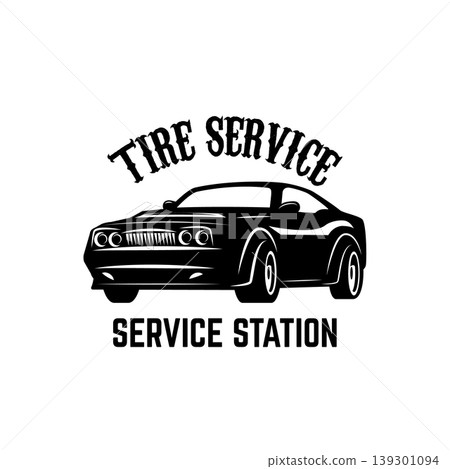 Repair service, car rental. Design element for logo, label, sign, poster, t shirt. Vector illustration Repair service, car rental. Design element for logo, label, sign, poster, t shirt. Vector illustration 139301094