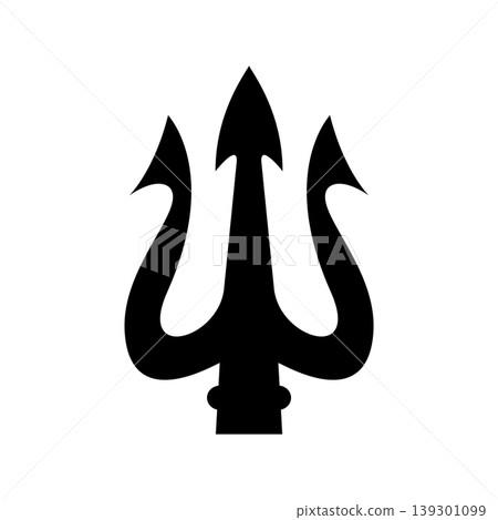 Illustration of trident. Neptune trident. Design element for logo, label, sign, emblem, poster. Vector illustration 139301099