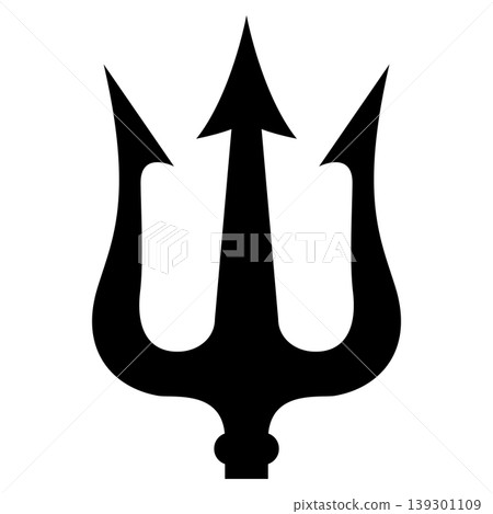 Illustration of trident. Neptune trident. Design element for logo, label, sign, emblem, poster. Vector illustration 139301109