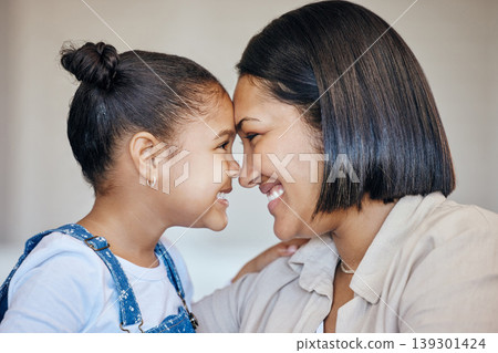 Child, face and happy with family mother, mama or Mexican woman care, support and home happiness for young girl. Youth daughter, motherhood and apartment mom bonding, smile and connect with kid Child, face and happy with family mother, mama or Mexican woman care, support and home happiness for young girl. Youth daughter, motherhood and apartment mom bonding, smile and connect with kid 139301424