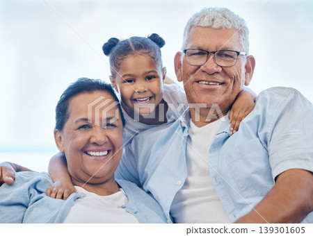Love, portrait and happy family child, grandparents and girl with grandma, grandpa or grandchild care. Sky, happiness and face of grandmother, grandfather and bonding holiday vacation with relax kid Love, portrait and happy family child, grandparents and girl with grandma, grandpa or grandchild care. Sky, happiness and face of grandmother, grandfather and bonding holiday vacation with relax kid 139301605