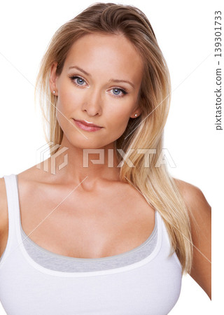 Beauty, makeup and portrait of woman in studio for cosmetics, dermatology and spa treatment. Self care, health and glow with face of female model on white background for cosmetology and facial Beauty, makeup and portrait of woman in studio for cosmetics, dermatology and spa treatment. Self care, health and glow with face of female model on white background for cosmetology and facial 139301733