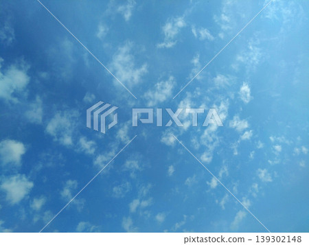A background image featuring a striking sky with fine clouds spread across a blue sky. 139302148