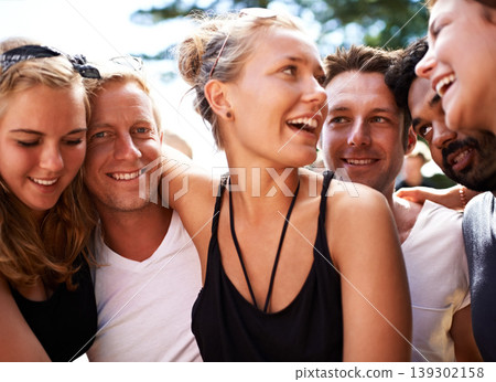 Festival friends, nature smile and people bond, friendship and happy summer conversation, discussion or communication. Community, freedom or group together at social event, outdoor concert or reunion Festival friends, nature smile and people bond, friendship and happy summer conversation, discussion or communication. Community, freedom or group together at social event, outdoor concert or reunion 139302158