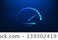 Technology background digital display with an internet speed meter, representing network speed testing, bandwidth measurement, internet performance, connection quality, and real-time data monitoring. 139302419