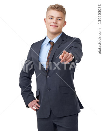Portrait, business man and pointing to you in studio for choice, onboarding decision or vote on white background. Recruitment, hiring emoji and smile for HR offer, promotion and invitation to join us Portrait, business man and pointing to you in studio for choice, onboarding decision or vote on white background. Recruitment, hiring emoji and smile for HR offer, promotion and invitation to join us 139303088