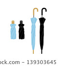 A set of a folding umbrella and a regular umbrella. 139303645