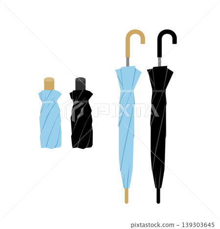 A set of a folding umbrella and a regular umbrella. 139303645