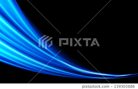 Abstract blue speed light lines neon curve glowing movement on black background vector 139303886