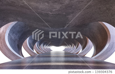 Futuristic concrete tunnel creating abstract architectural design 3d Futuristic concrete tunnel creating abstract architectural design 3d 139304376