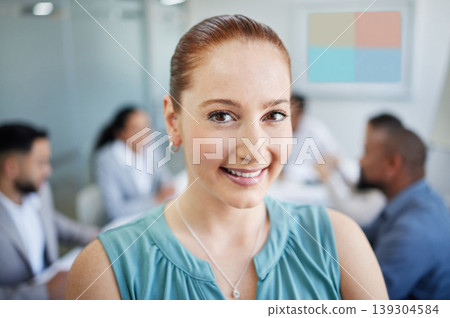 Business, woman and portrait with smile in office for corporate meeting, collaboration or career. Professional, employee or face and happy with teamwork strategy, confidence or staff planning at work Business, woman and portrait with smile in office for corporate meeting, collaboration or career. Professional, employee or face and happy with teamwork strategy, confidence or staff planning at work 139304584