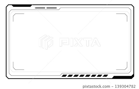 Hud frames black user interface elements design modern technology futuristic control panel screen digital hologram window gaming menu touching cyber monitor set on white background vector Hud frames black user interface elements design modern technology futuristic control panel screen digital hologram window gaming menu touching cyber monitor set on white background vector 139304782