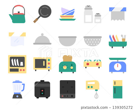 Kitchen Icon Set - Flat Color Kitchen Icon Set - Flat Color 139305272