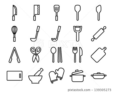 Kitchen Icon Set - Line Outline Kitchen Icon Set - Line Outline 139305273