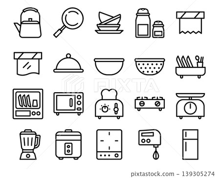 Kitchen Icon Set - Line Outline Kitchen Icon Set - Line Outline 139305274