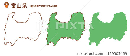 富山縣地圖插圖集 | 日本地圖，各縣，中部地區 139305469