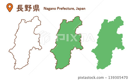 長野縣地圖插圖集 | 日本地圖、各縣、中部地區 139305470