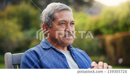 Senior, man or thinking outdoor for memory, lonely or retirement with alzheimer on bench. Elderly, person or nostalgia, thoughtful and peace in nature or park with wonder, depressed or remember life Senior, man or thinking outdoor for memory, lonely or retirement with alzheimer on bench. Elderly, person or nostalgia, thoughtful and peace in nature or park with wonder, depressed or remember life 139305728