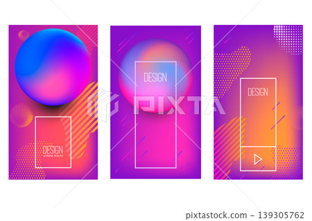 Set of modern design templates in minimalist liquid style. Creative covers for flyer, poster, advertising, promo. Vector illustration 139305762