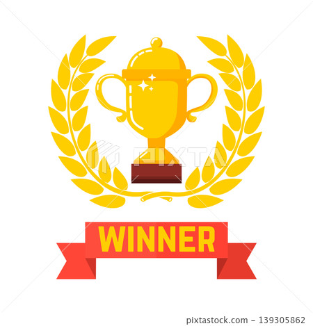 Winner. Gold prize in flat style isolated on white background. Vector illustration 139305862