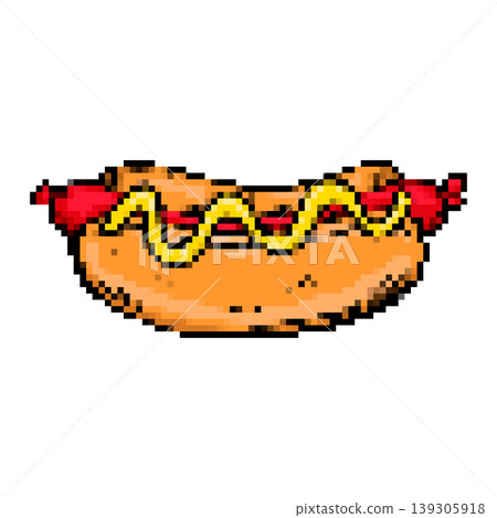 Pixel art hot dog isolated on white background. Vector illustration Pixel art hot dog isolated on white background. Vector illustration 139305918