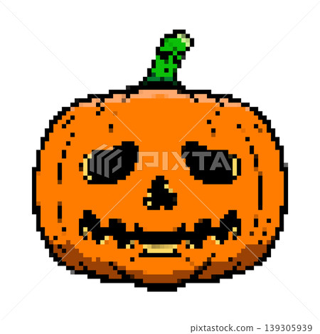Pixel art halloween pumpkin icon isolated on white background. Vector illustration Pixel art halloween pumpkin icon isolated on white background. Vector illustration 139305939